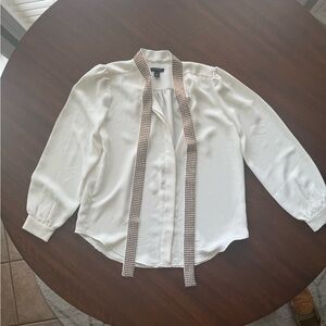 Ann Taylor Cream Blouse with Copper Tie